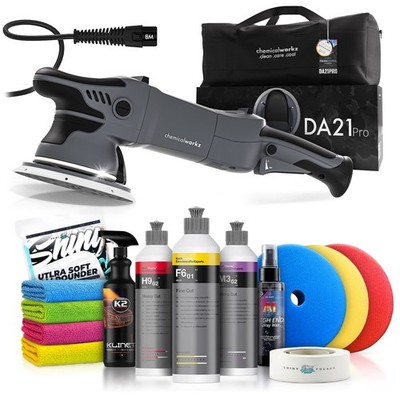 Exzenter Poliermaschine chemicalworkz DA21 Pro mit Koch Chemie Politurset 14-tlg