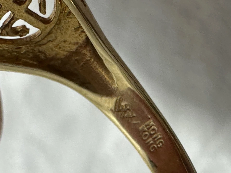 Anillo lavanda jadeíta oro amarillo 14k VW Hong Kong talla 7 Foto 3 de 4