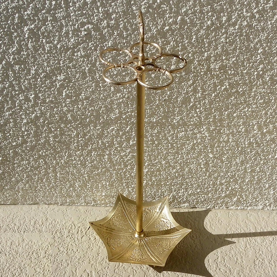 VINTAGE CAST SOLID BRASS UMBRELLA HOLDER STAND ORNATE 28" - Image 3 of 4
