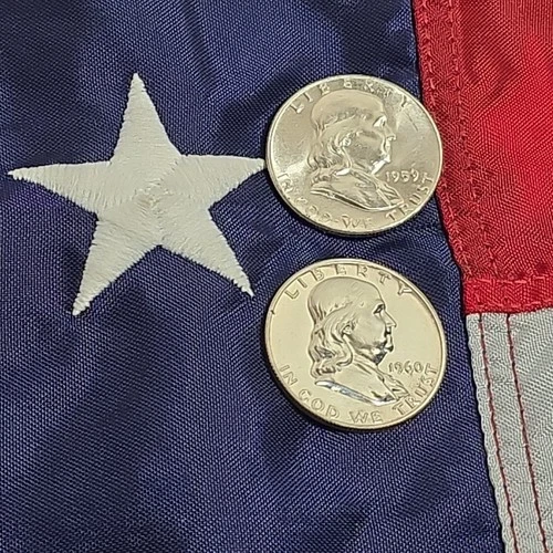 90% Silver 1960 PROOF Franklin Half Dollar NICE! & 1959 Half 50c