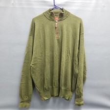 Orvis Green/Orange Wool Quarter Zip Knit Pullover Sweater Men's Sz XXL