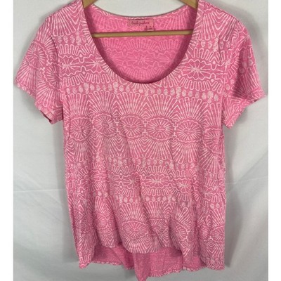 Fresh Produce Light Pink Ocean Beach Print Hi Lo Tshirt Size Medium