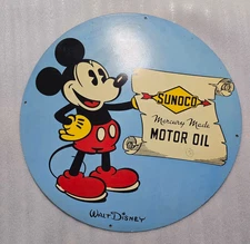 SUNOCO MOTOR OIL PORCELAIN ENAMEL SIGN 30'' INCHES SINGLE SIDED.