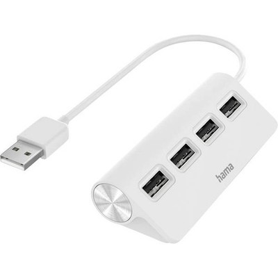 Hama 200120 00 USB Hub 4 Ports USB-A USB 2.0 480 MBit/s White
