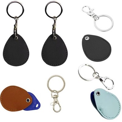 5 Pack RFID Key Fob Holder PU Leather Proximity ID Card Key Chain Protector C...