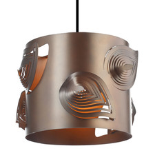 Matte Bronze Solid Metal Easy Fit Pendant Shade with Laser Cut Leaves by Happ...