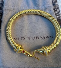 David Yurman 5mm Metro Bracelet Gold w Diamonds & Silver "Broken Clasp"