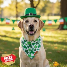 ADOGGYGO St Patricks Day Dog Bandana, Green Shamrock X-Large