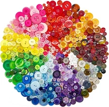 500-700 PCS Assorted Mixed Color Resin Buttons 2 and 4 Holes Round Craft