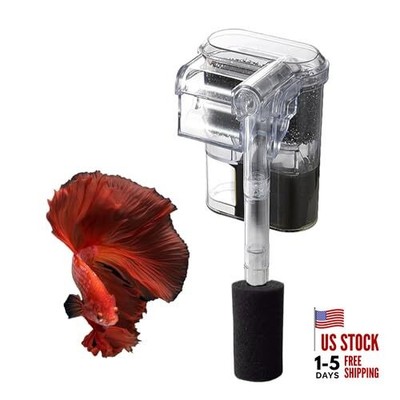 Quiet Hang on Aquarium Filter for Betta, Slim HOB Fish tank Filter for 3-10 