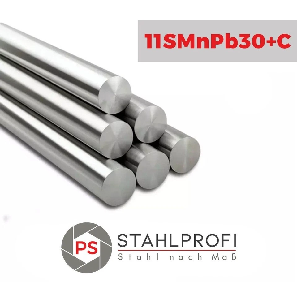 PS-STAHLPROFI Rundstahl Automatenstahl 11SMn30 / 11SMnPb30+C Rund Ø5–Ø120 mm [Länge wählbar]