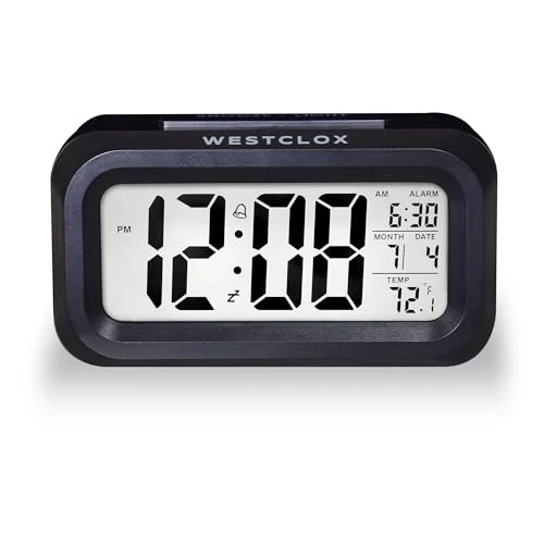  Alarm Clock with Large Digital Display and Shallow White Backlight, Black - Image 2 of 4