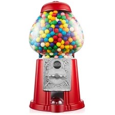 15" Gumball Machine with Coin Bank - Red, Vintage Bubble Gum Candy Dispenser