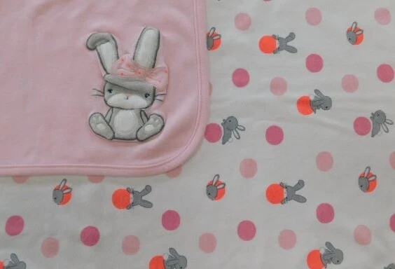 Baby Girls GYMBOREE Animal Friends Bunny Rabbit Receiving Blanket Reversible