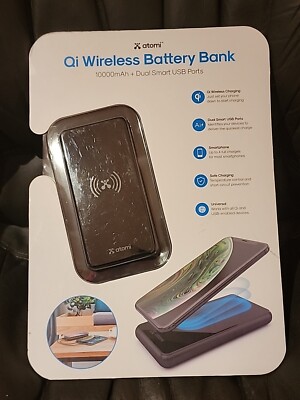 ATOMI Qi Wireless Battery 10000mAh + Dual Smart USB Ports