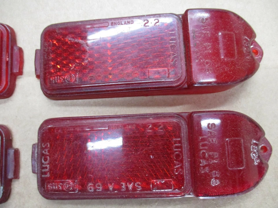 Винтажный набор из 4 красных боковых маркеров MG MGB Lucas L824 CC1 - Изображение 3 из 4