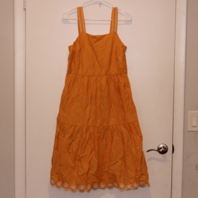 J.Crew yellow Tiered Scalloped Embroidered Maxi Dress women size 6 | eBay