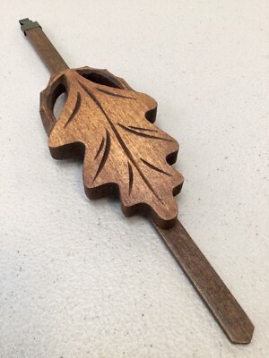 HUNTER STYLE CUCKOO CLOCK WOODEN LEAF PENDULUM ( 8-3/4  Long ) Large Size.