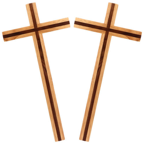  2 Pcs Kreuz Aus Massivem Holz Holzkreuz Für Schreibtisch Jesu Dekoratives - Bild 1 von 12