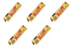 5 PACKS RAW Classic King Size Slim Slow Burning Papers - VEGAN Gum