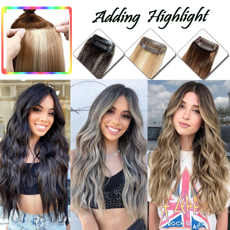 Extensiones de cabello humano 100 % real con clip de cabeza completa 7 piezas 15" 18" 20" 22" N206 Foto 4 de 4