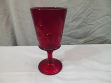 Fenton For L.G. Wright Ruby Red Glass Strawberry & Currant Water Goblet 6 5/8"