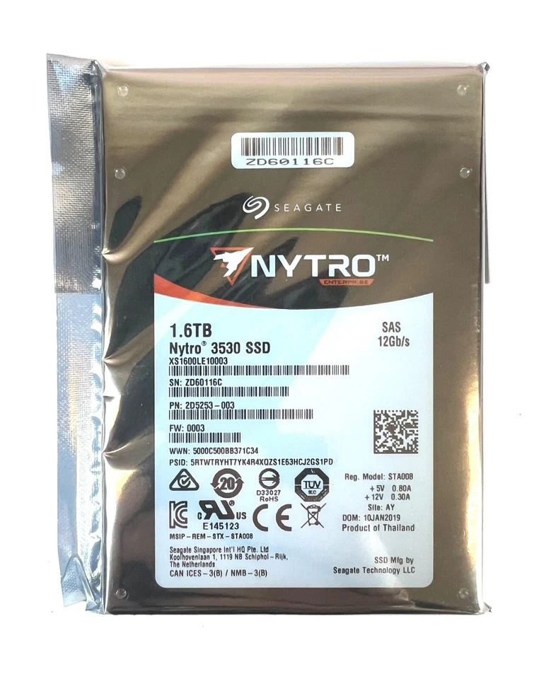 NEW! SEAGATE NYTRO XS1600LE10003 3530 SSD 1.6TB SAS12Gb/s SEALED BULK STOCK - Image 3 of 4