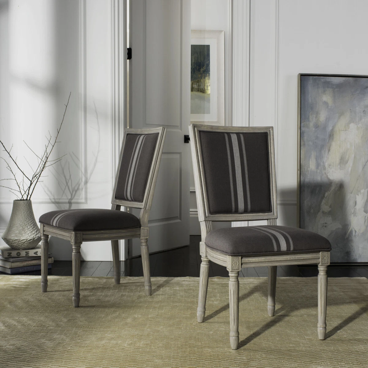 SAFAVIEH Buchanan 19 H French Brasserie Linen Rect Side Chair