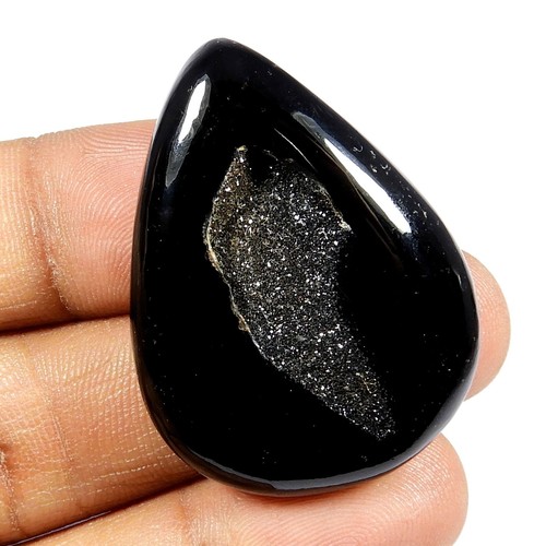 Natural Black Onyx Agate Druzy Trendy Cabochon Gemstone Loose For Jewelry OZ-B - Picture 50 of 70