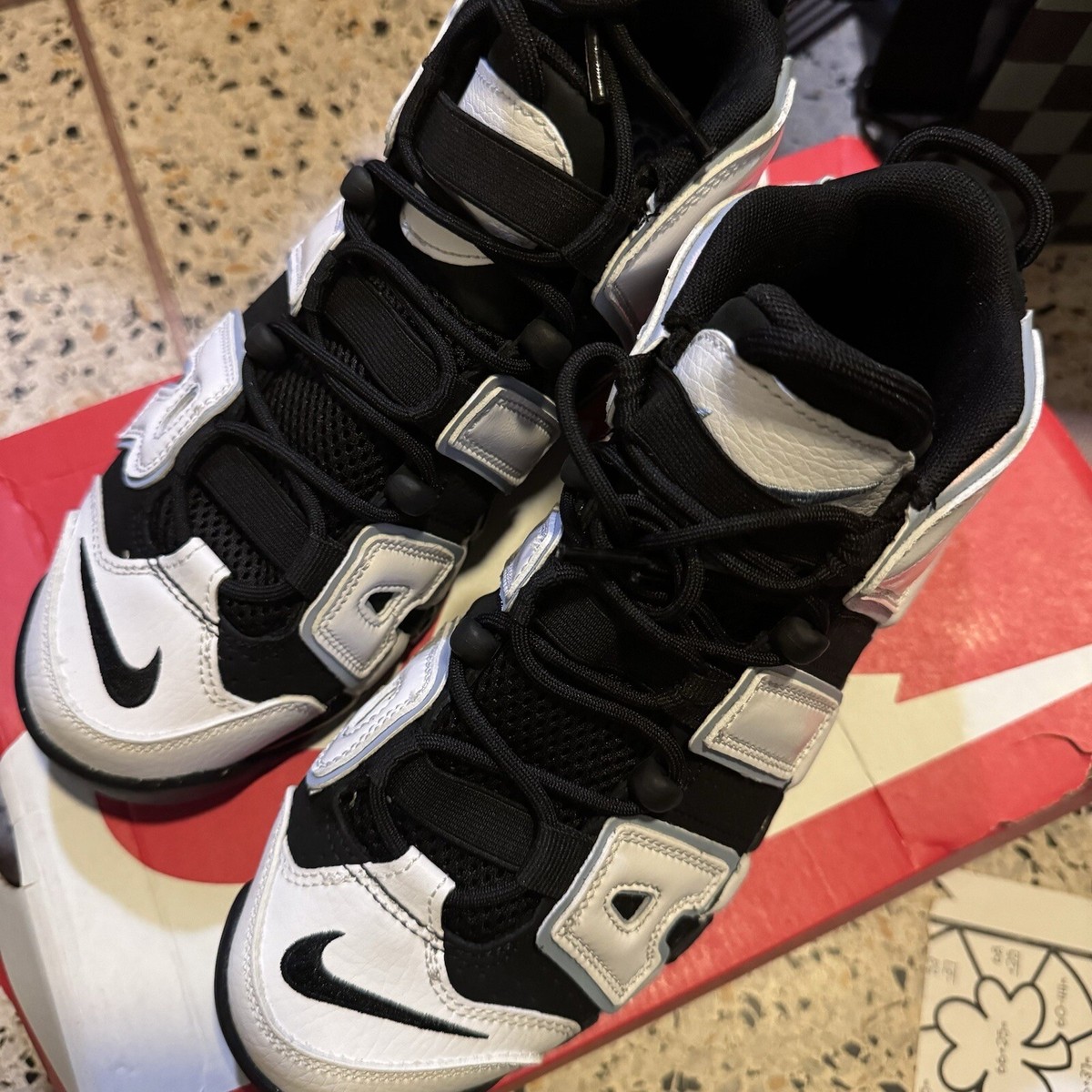 Nike Air More Uptempo Black/White-Multi-Color DQ6200-001 GS Nike Air More Uptempo Black/White-Multi-Color DQ6200-001 GS