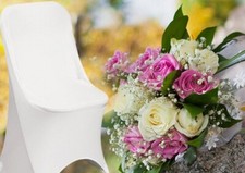 Ecoluxe White Scuba Spandex Stretch Folding Wedding Chair Covers (Set of 10). Th