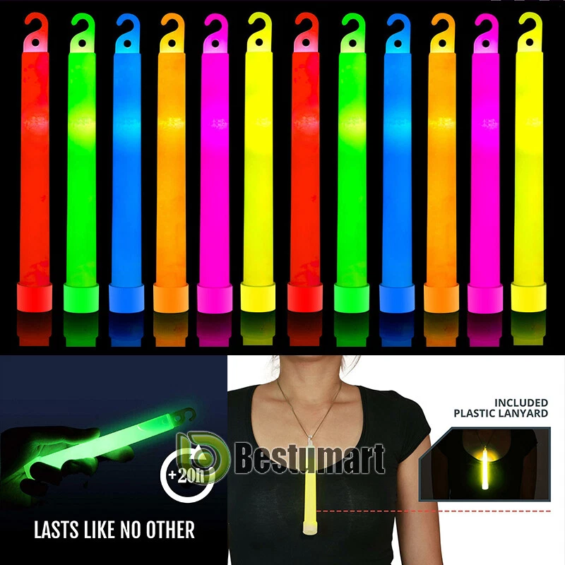 Bulk Lot Ultra Bright 6 Inch Large Glow Sticks Chem Light Sticks 12 Hr  Duration