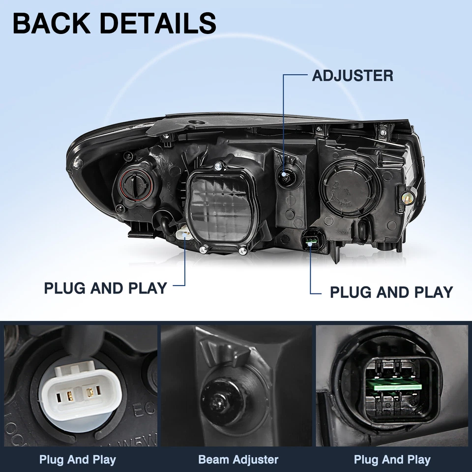 Faros halógenos negros izquierda+derecha para Hyundai Santa Fe 2007-2012 6 pines Foto 3 de 4