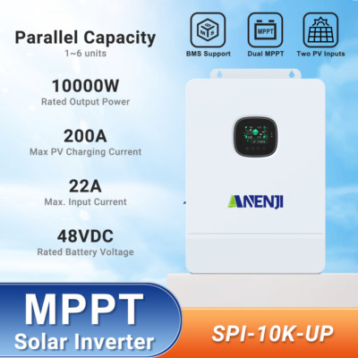 10KW Solar Inverter Off-Grid Hybrid 120/240V Split Phase Dual MPPT 200A 48V 500V