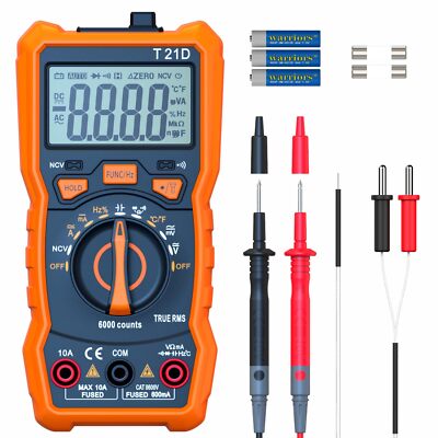 Autoranging Digital Multimeter Trms 6000 Counts Ac Dc Voltmeter Ohm Volt Amp Met