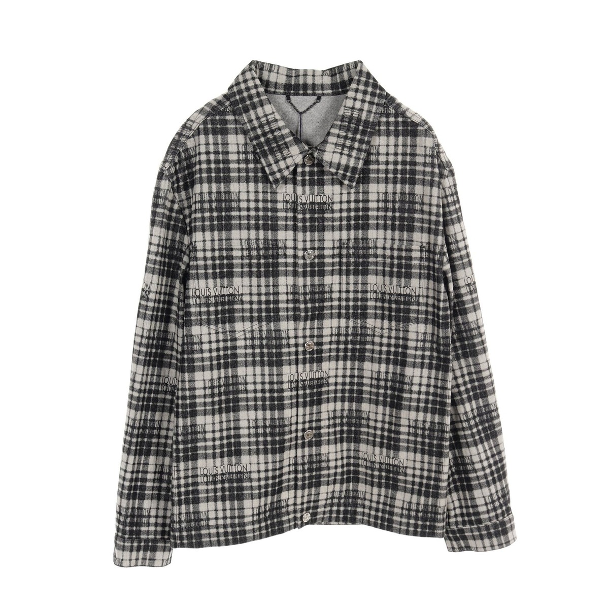 jacket】LOUIS VUITTON Shirt Jacket Check Cotton Gray Beige