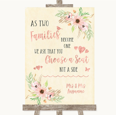 Personalisiertes Hochzeitsschild Blush Peach Floral As Families Become One Sitzplan