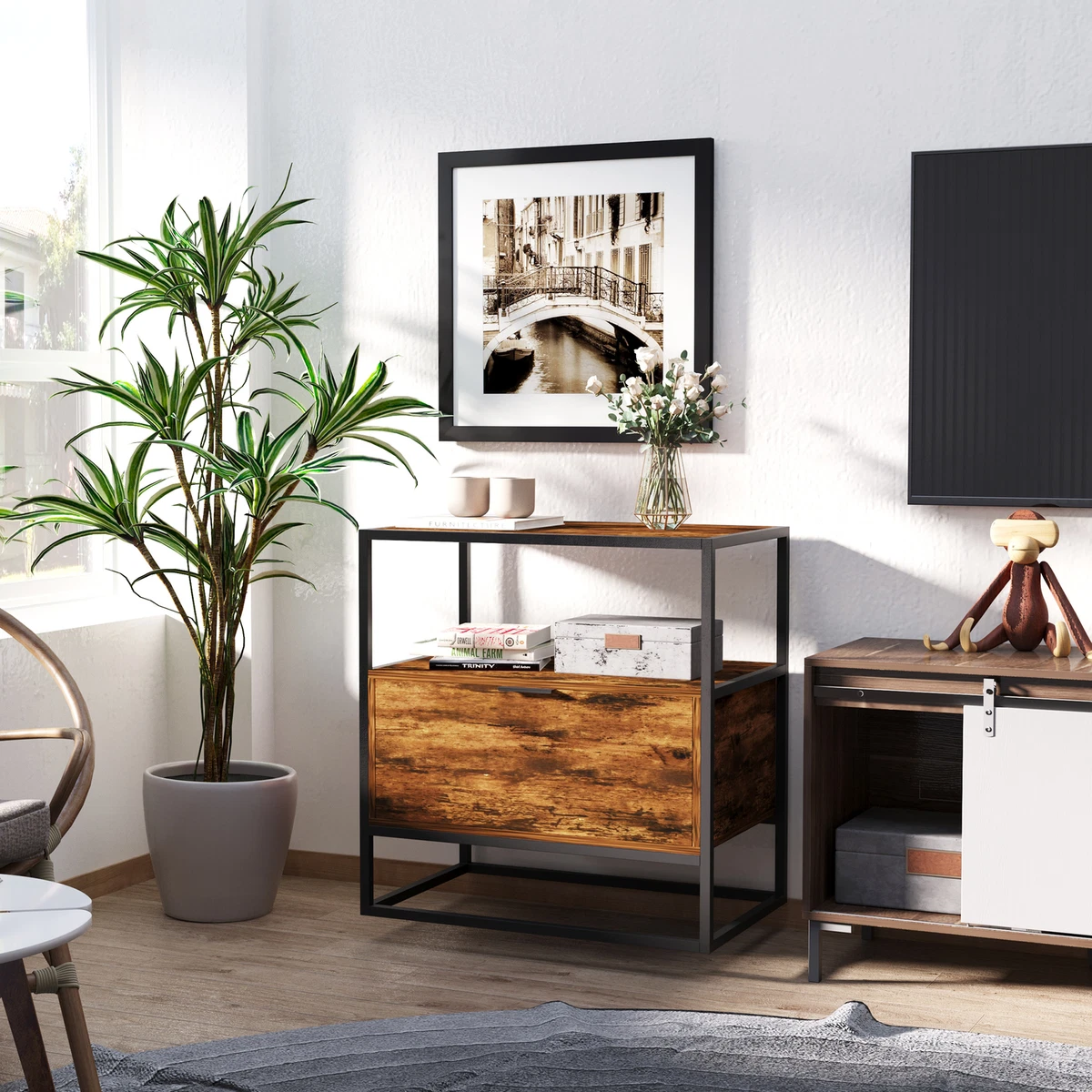 Industrial look side table deals