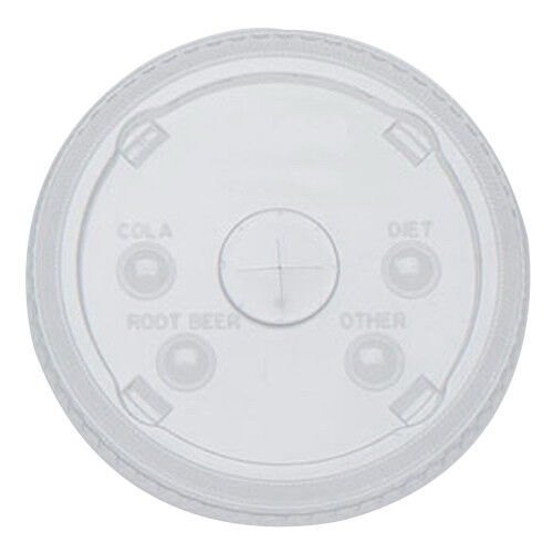 Fabri-Kal Greenware Straw-Slot Flat Round Cup Lid Clear, PLA | 1000/Case - Picture 2 of 2
