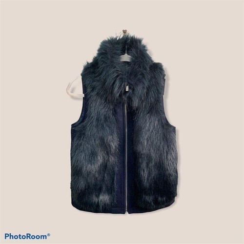 blue fuzzy vest