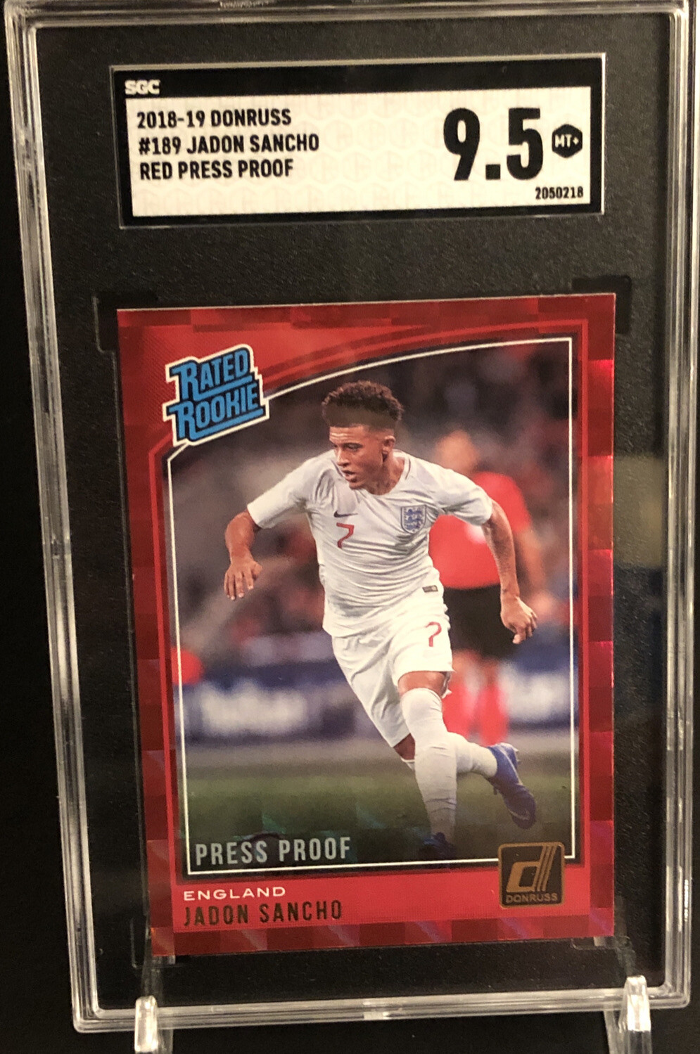 2018-19 PANINI DONRUSS #189 JADON SANCHO RC RED PRESS PROOF ROOKIE SP SGC 9.5