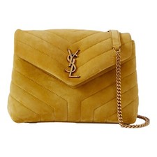 Saint Laurent Loulou Monogram Chartreuse Suede Medium Shoulder Bag New