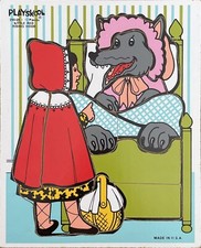 Playskool Wooden Tray Puzzle Little Red Riding Hood 290-08 12 Pieces 1970s