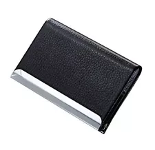 PU Leather Metal Business Card Holder – Pocket Credit ID Case Slim Wallet