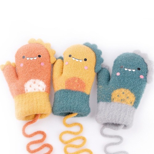Hanging Neck Soft Cute Thick Warm Knitted Mittens Kids Gloves For 3-6 Years Old - Bild 10 von 16