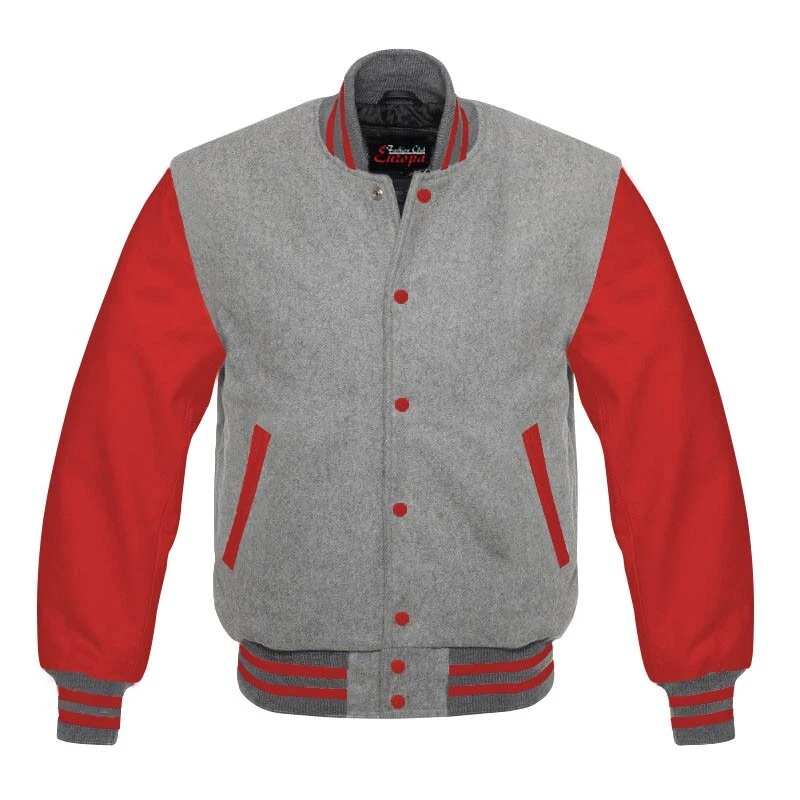 Letterman Style Vasity Jacket Men Wool Snap Closure Leather Sleeves - product detail image 9