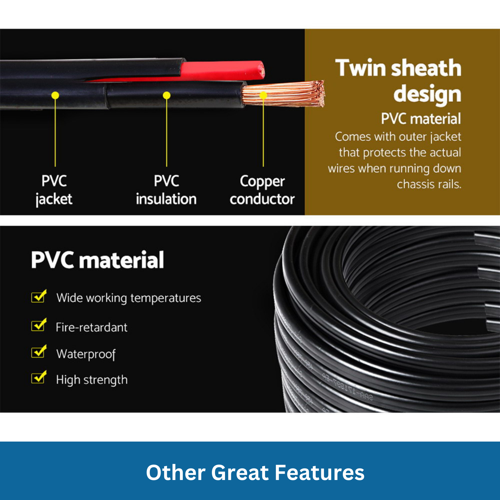 30 M&Egrave;TRE ROULEAU 7mm HT Allumage C&acirc;ble - Brillant Rbwf Noyau De Fil