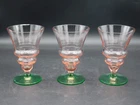 Lot of 3 Vintage Tiffin Watermelon Glass Pink Depression Uranium Foot Glasses