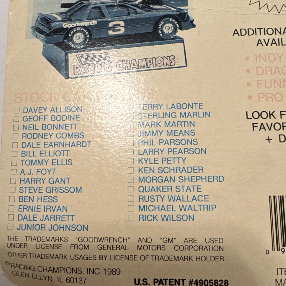 1989 #9 BILL ELLIOTT СЕРИИ 1 - РЕЗИНОВАЯ ШИНА - ОРАНЖЕВАЯ КРАСКА #1223             - Изображение 4 из 4