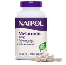 Natrol Melatonin 3mg Sleep Aid Tablets 240 Count Drug-Free Non-Habit Forming